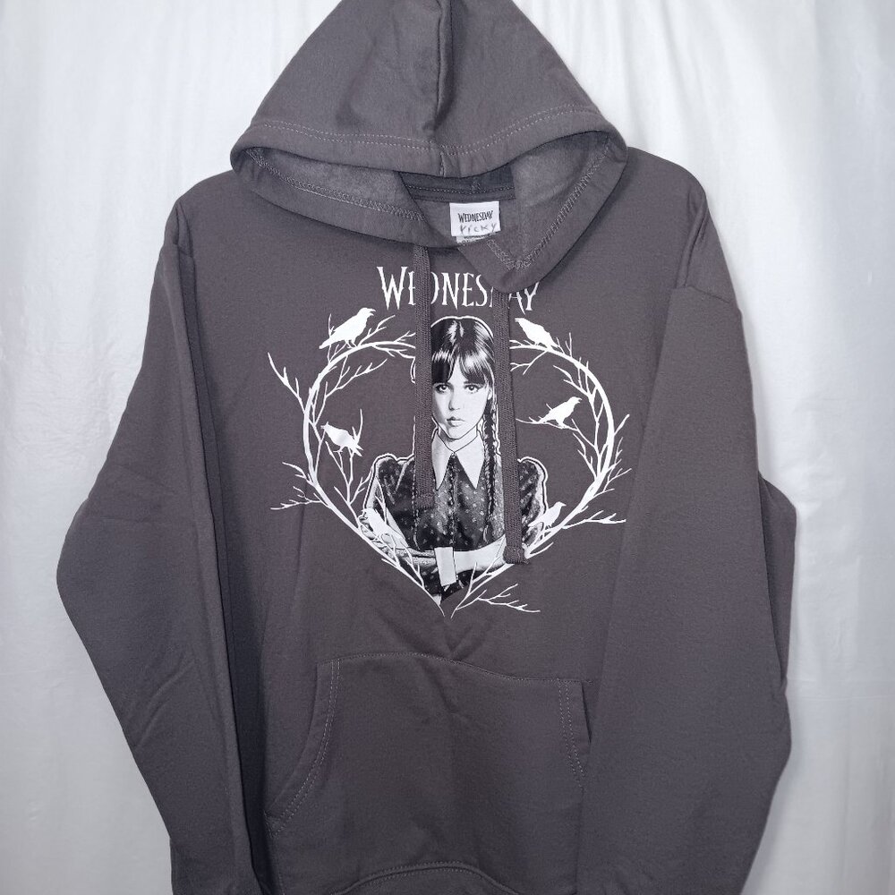 Wednesday Graphic Hoodie - Dark Gray Pullover Sweatshirt